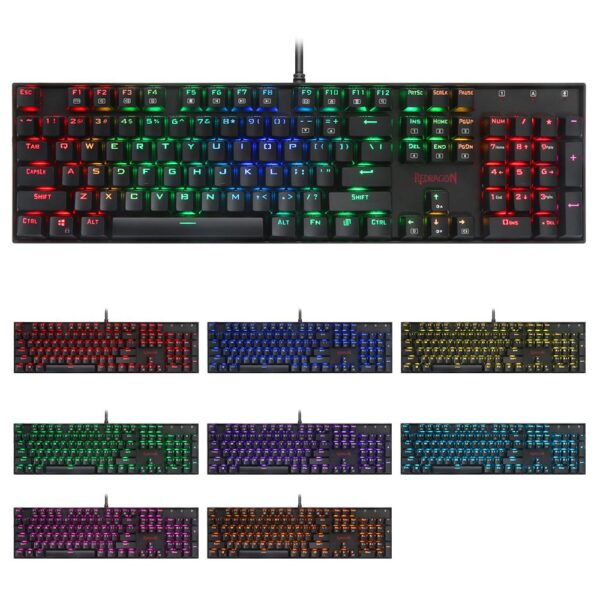 Redragon USB mechanical gaming keyboard ergonomic RGB LED backlit keys Full key anti-ghosting 104 wired Computer gamer K551RGB - Image 2