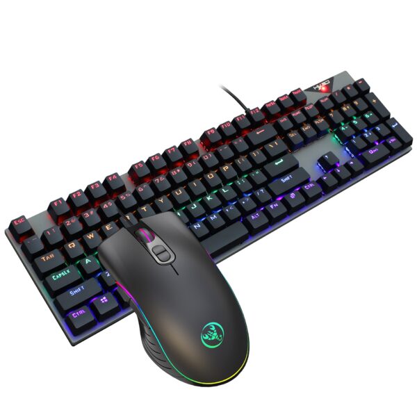 Suspended keycaps with real mechanical feel illuminated RGB keyboard and mouse game 104 keyboard and mouse wired set - Image 2