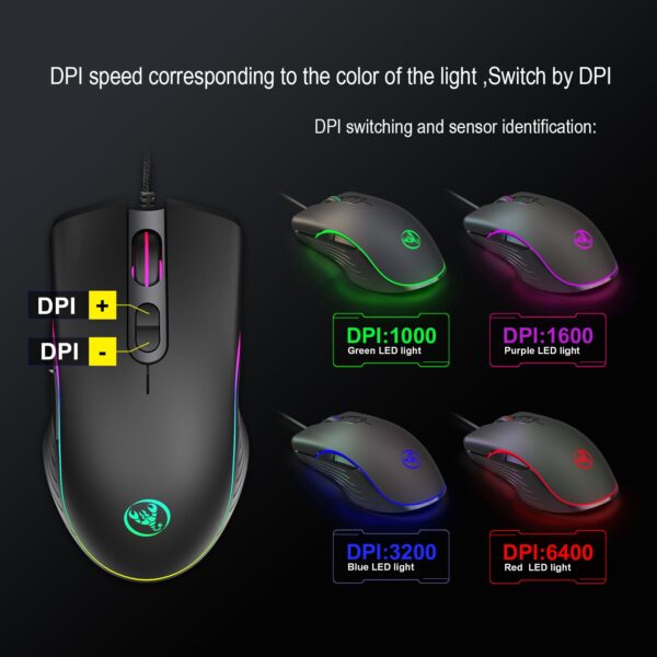 Suspended keycaps with real mechanical feel illuminated RGB keyboard and mouse game 104 keyboard and mouse wired set - Image 3
