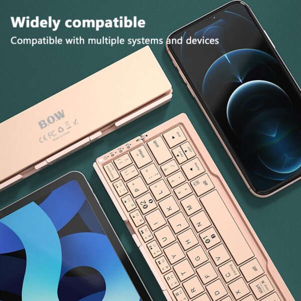 Mini Folding Keyboard Wireless Bluetooth-compatible Keyboard Foldable Keypad For Laptop Windows Android Tablet ipad Phone - Image 3