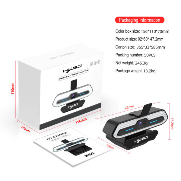 Computer camera with built-in microphone, AF autofocus, USB high-definition night vision, live streaming, video conferencing, online courses - Image 6