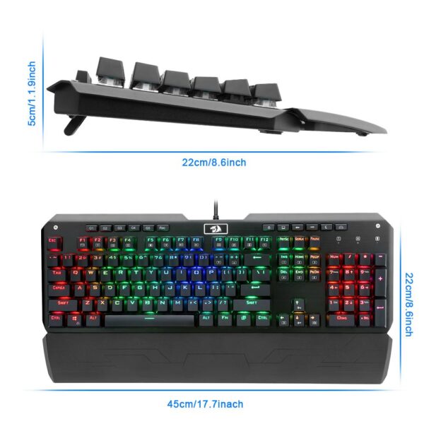 Redragon USB mechanical gaming keyboard ergonomic RGB LED backlit keys Full key anti-ghosting 104 wired Computer gamer K555RGB - Image 6