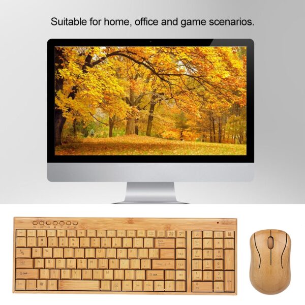 2.4G Wireless Bamboo PC Keyboard and Mouse Combo Combos Computer Keyboard Mice Office Handcrafted Natural Wooden Plug and Play - Image 5