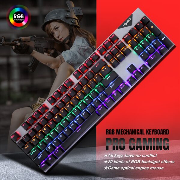 Suspended keycaps with real mechanical feel illuminated RGB keyboard and mouse game 104 keyboard and mouse wired set - Image 5