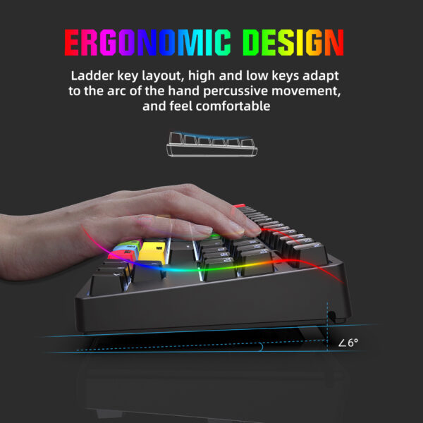 87 key wired mechanical gaming keyboard with red axis for esports and office use, with over 20 types of white light insertable shafts - Image 3