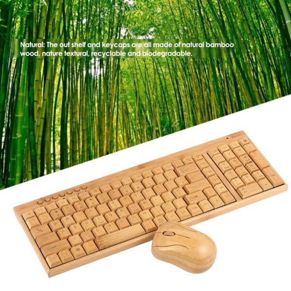 2.4G Wireless Bamboo PC Keyboard and Mouse Combo Combos Computer Keyboard Mice Office Handcrafted Natural Wooden Plug and Play - Image 6