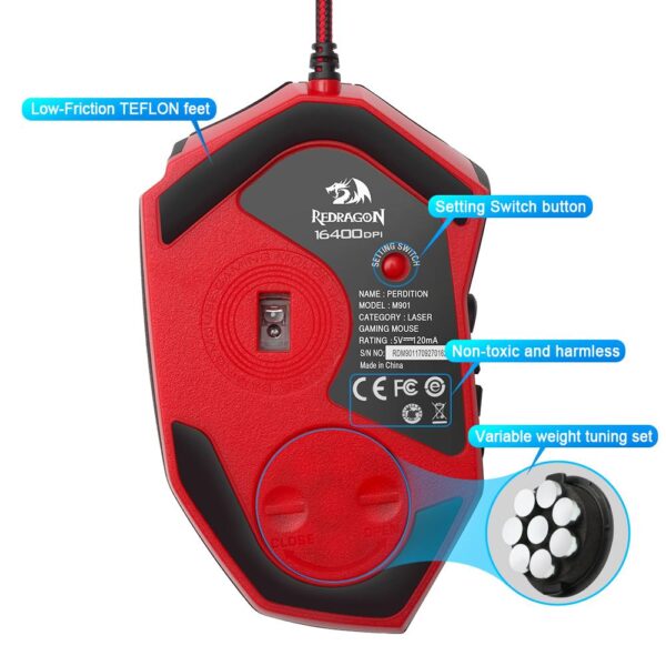 Redragon USB Gaming Mouse 16400 DPI 19 buttons ergonomic design for desktop computer accessories programmable  gamer lol PC - Image 5