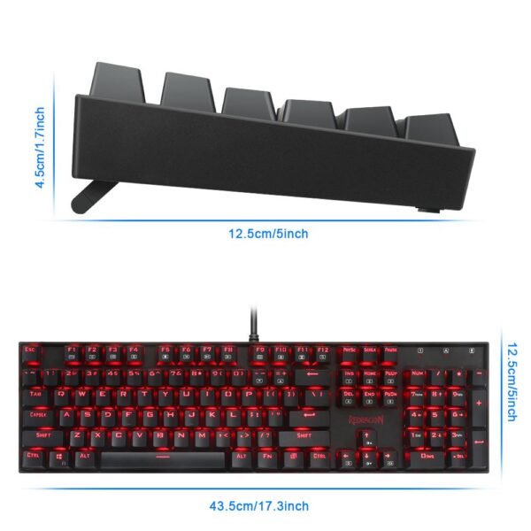 Redragon USB mechanical gaming keyboard ergonomic Key backlit Single breathing light Full key anti-ghosting 104 keys PC gamer - Image 2