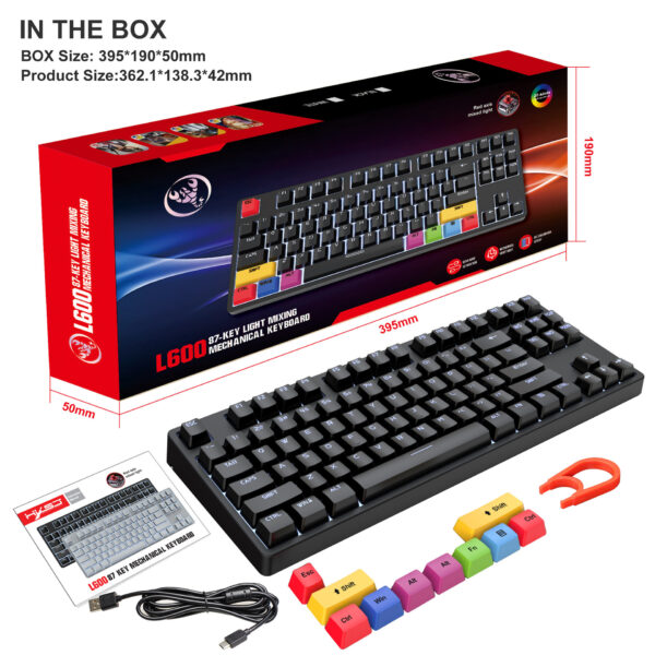 87 key wired mechanical gaming keyboard with red axis for esports and office use, with over 20 types of white light insertable shafts - Image 6