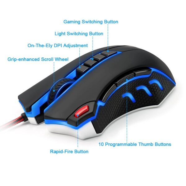 Redragon Gaming Mouse PC 24000 DPI 9 programmble buttons ergonomic design high-speed USB Wired for Desktop - Image 6