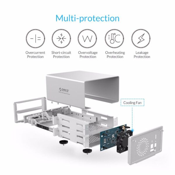 ORICO 3.5 2bay HDD Case box 16 TB Aluminum SATA2.0 USB 3.0 & eSATA HDD External Docking Station box RAID Function HDD Enclosure - Image 4