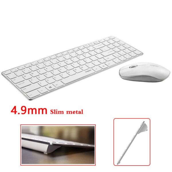 Rapoo 9300P Ultra Thin Metal Optical Wireless Keyboard and Mouse Combos for PC Laptop Gaming Home Keyboard - Image 8