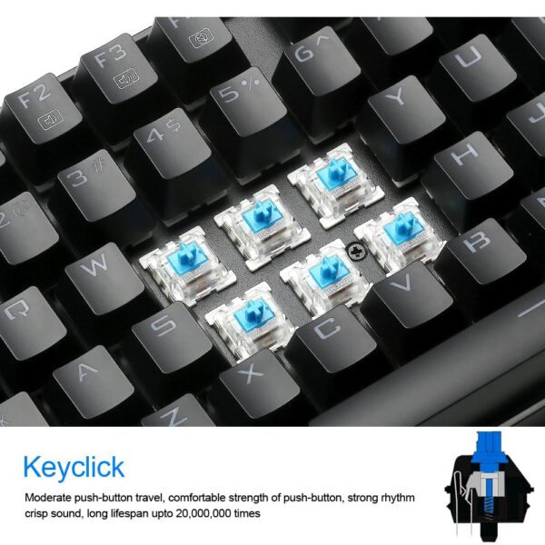 Redragon USB mechanical gaming keyboard ergonomic Key backlit Single breathing light Full key anti-ghosting 104 keys PC gamer - Image 4
