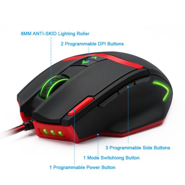 Redragon Gaming Mouse PC 16400 DPI speed Laser engine 9 programmable buttons 16 color backlight USB Wired for Desktop - Image 6