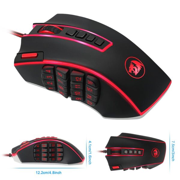 Redragon USB Gaming Mouse 16400 DPI 24 buttons ergonomic design for desktop computer accessories programmable  gamer lol PC - Image 6