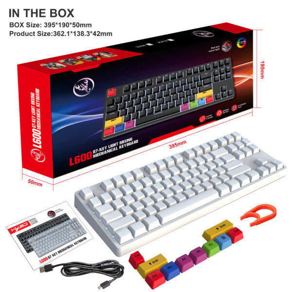 87 key wired mechanical gaming keyboard with red axis for esports and office use, with over 20 types of white light insertable shafts - Image 7