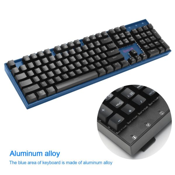 Redragon USB mechanical gaming keyboard ergonomic Key backlit Single breathing light Full key anti-ghosting 104 keys PC gamer - Image 3