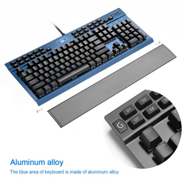 Redragon Professional Gaming mechanical keyboard full color LED backlit keys Metal housing 104 keys USB wired PC Computer - Image 5