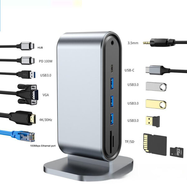 12 in one docking station Typec vertical multi interface suitable for Apple, Huawei, Mac docking stations - Image 2